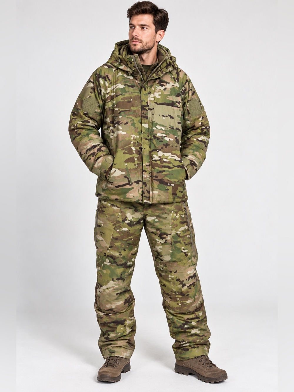 WT Tactical Men’s L Multicam Camo Insulated Hooded Jacket Pants Set USA